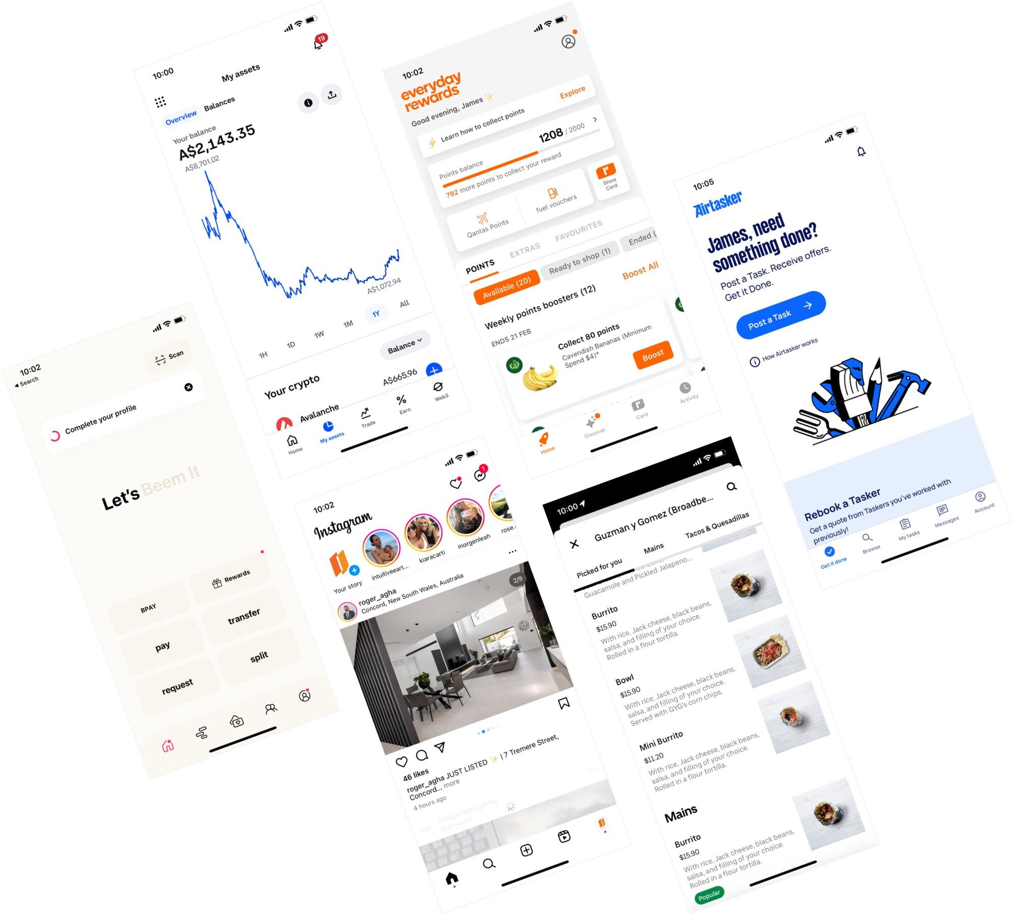 App market research - a collage of highly-rated apps